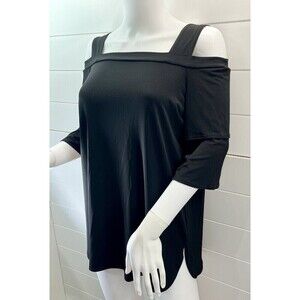 Clara Sun Woo Exposed Shoulder Top Capsule Wardrobe Black Womens Small Modern
